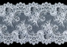 13" White Alençon Galloon Lace with Eyelash Edge