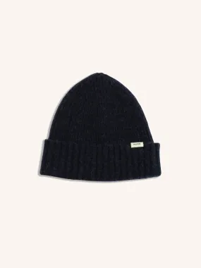 Balloch Beanie in Dark Navy Brushed Lambswool