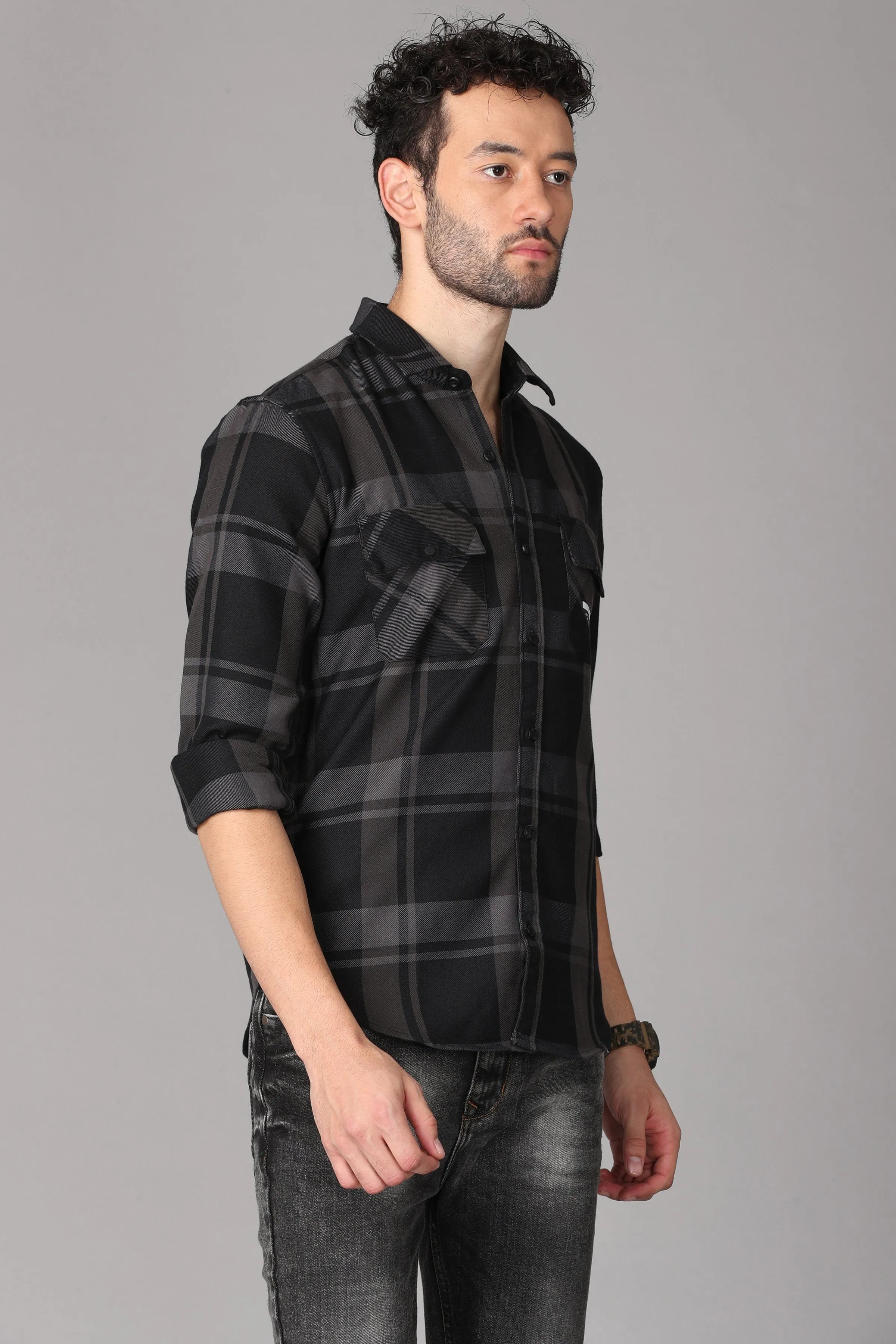 Black Grey Checks Shirt