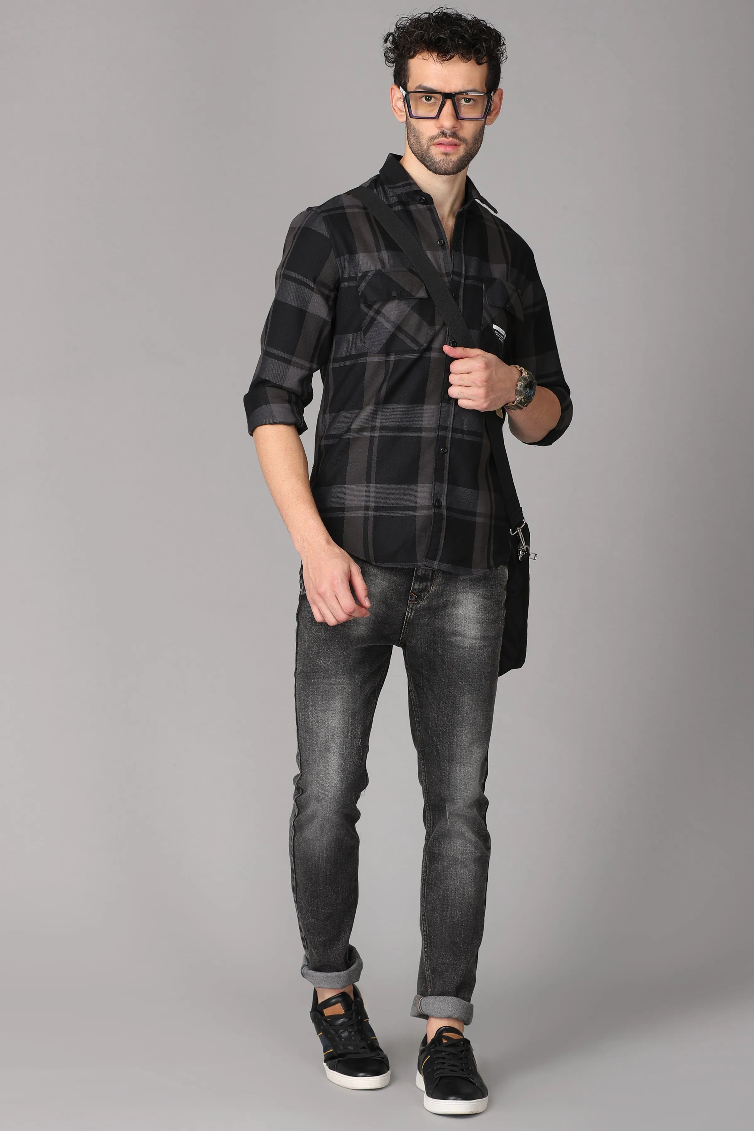 Black Grey Checks Shirt