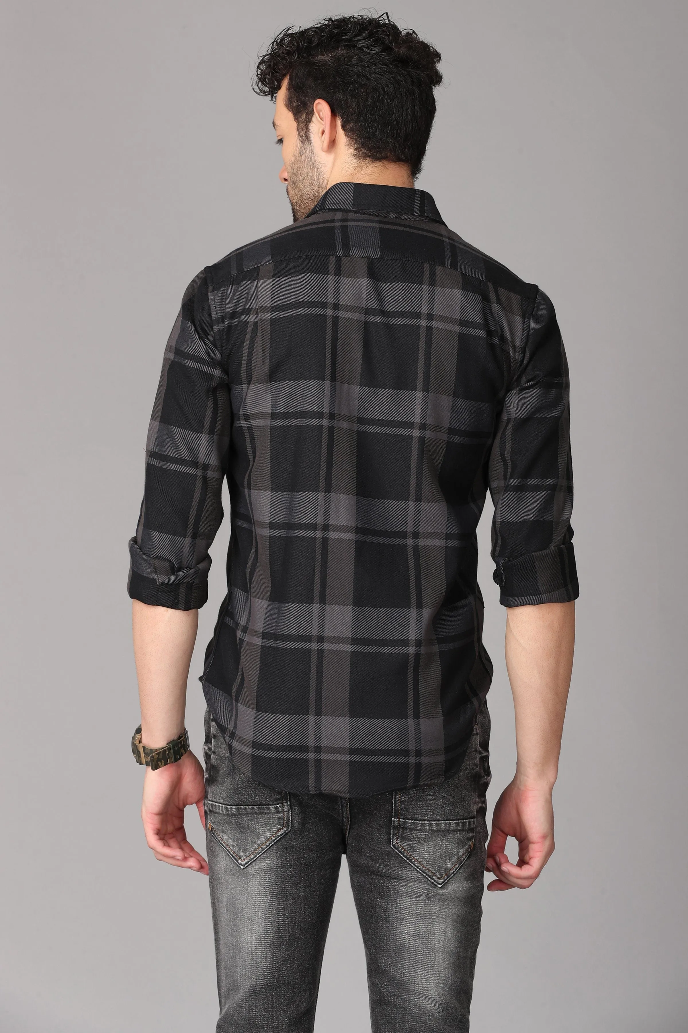 Black Grey Checks Shirt