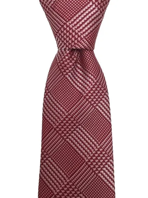 Burgundy Mock Plaid Necktie