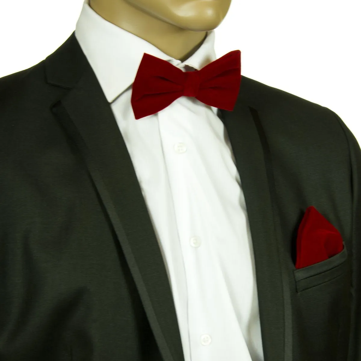 Burgundy VELVET Bow Tie and Pocket Square Set