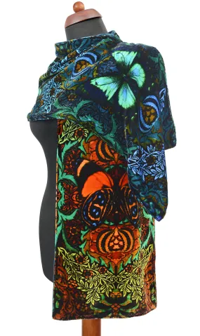 Butterfly Belle, silk velvet scarf. OLIVE GREEN back.