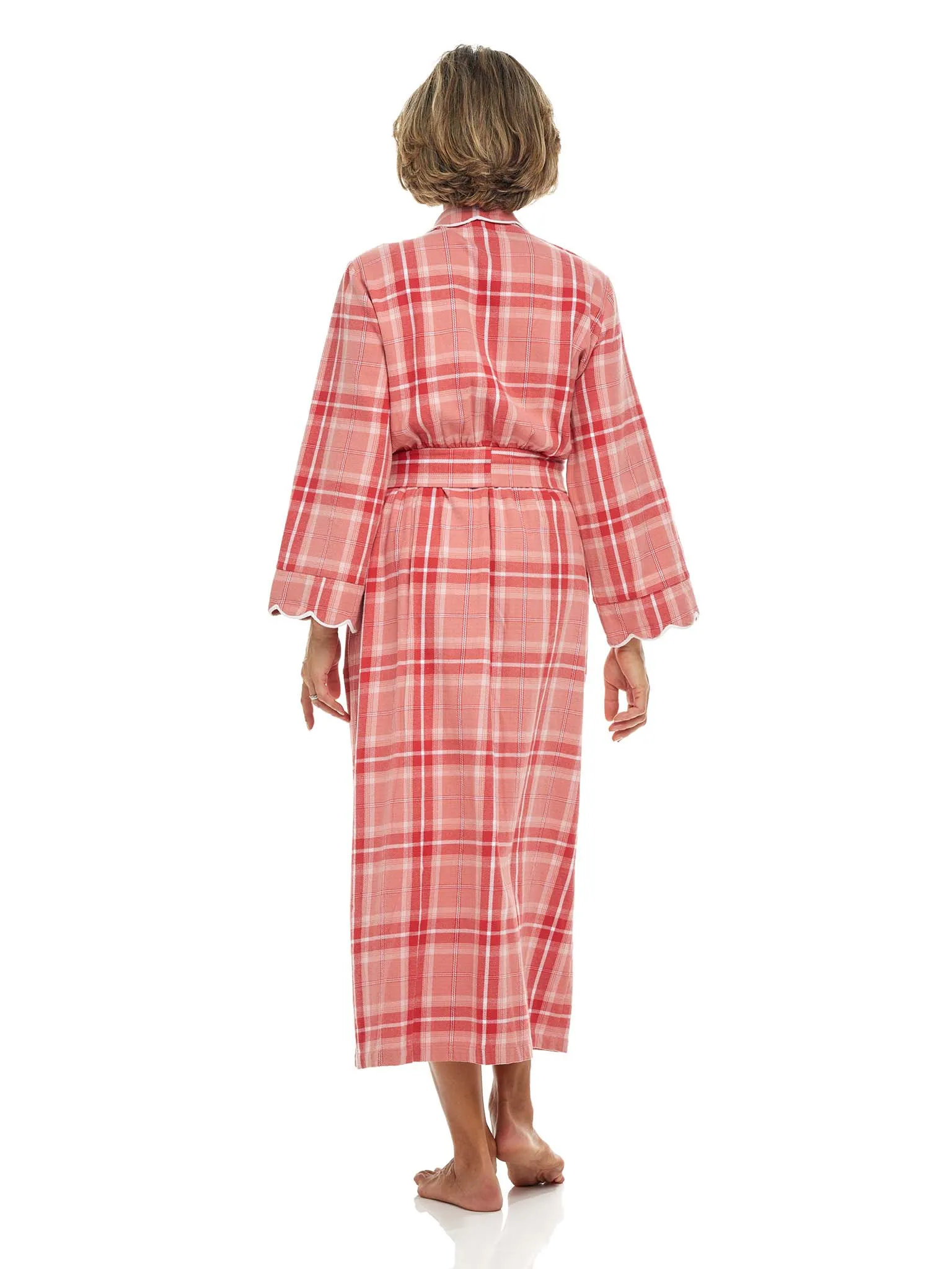 Elegant Red Flannel Plaid Classic Robe