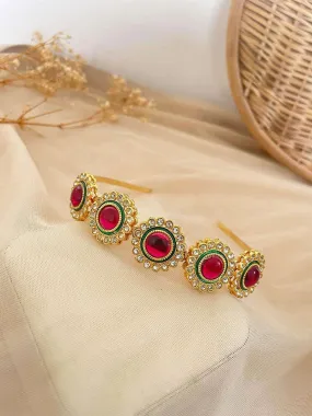 Gold Plated Paachi Kundan Hairband