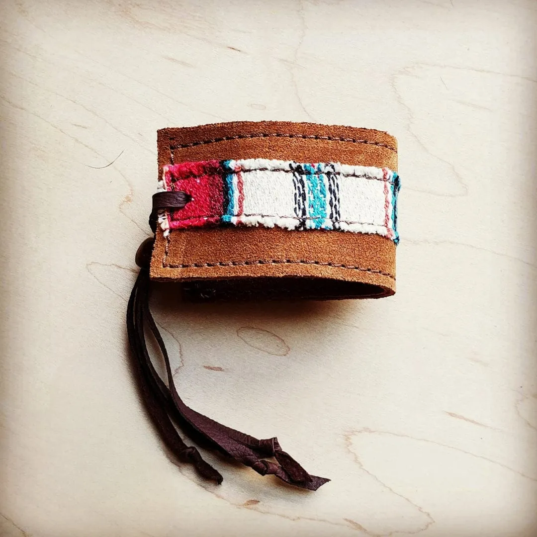 Leather Cuff w/ Leather Tie-Pastel Serape