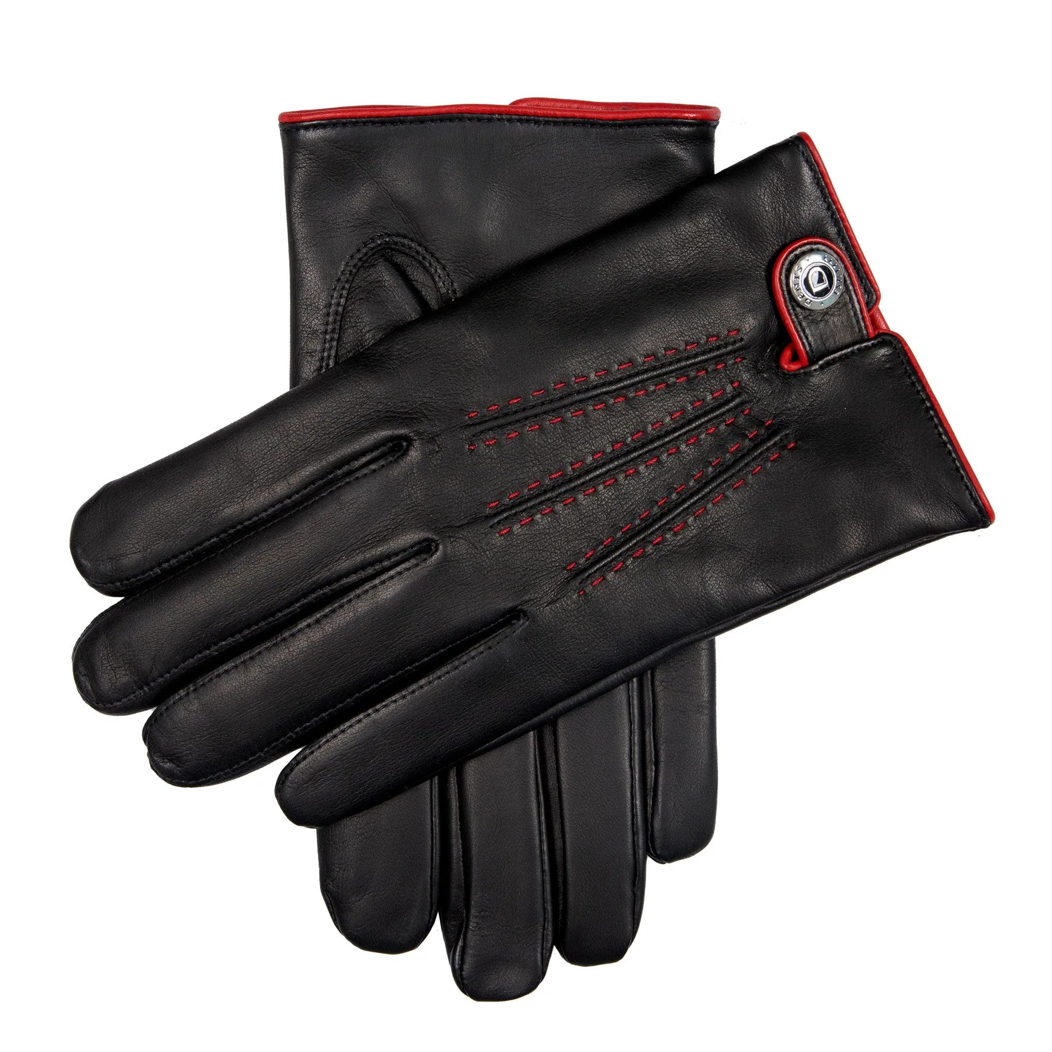 Men’s Heritage Cashmere-Lined Leather Gloves with Contrast Details