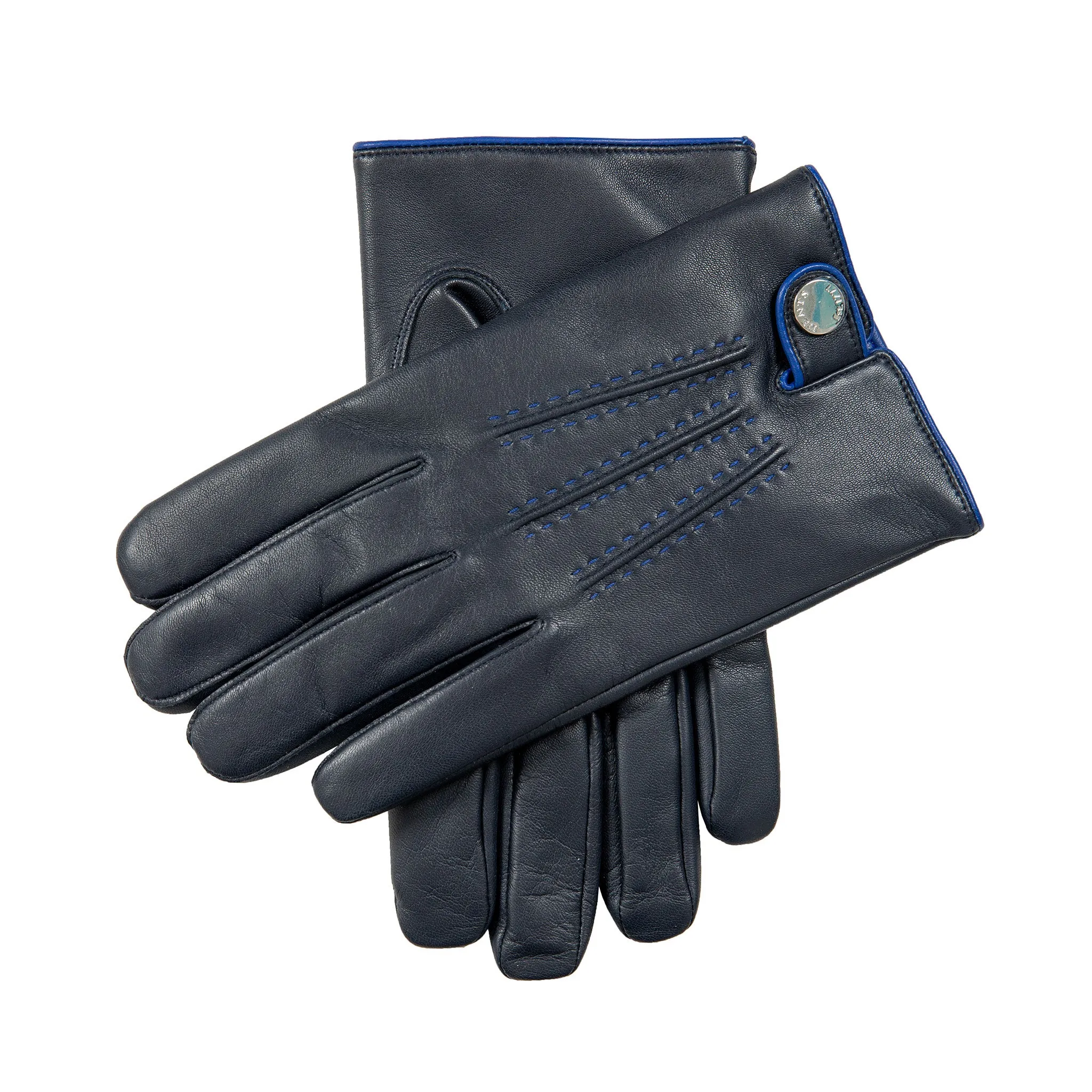 Men’s Heritage Cashmere-Lined Leather Gloves with Contrast Details