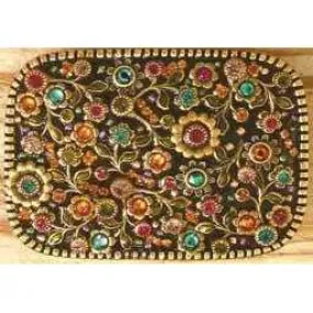 Michal Golans Black Enamel and Swarovski Crystal Belt Buckle