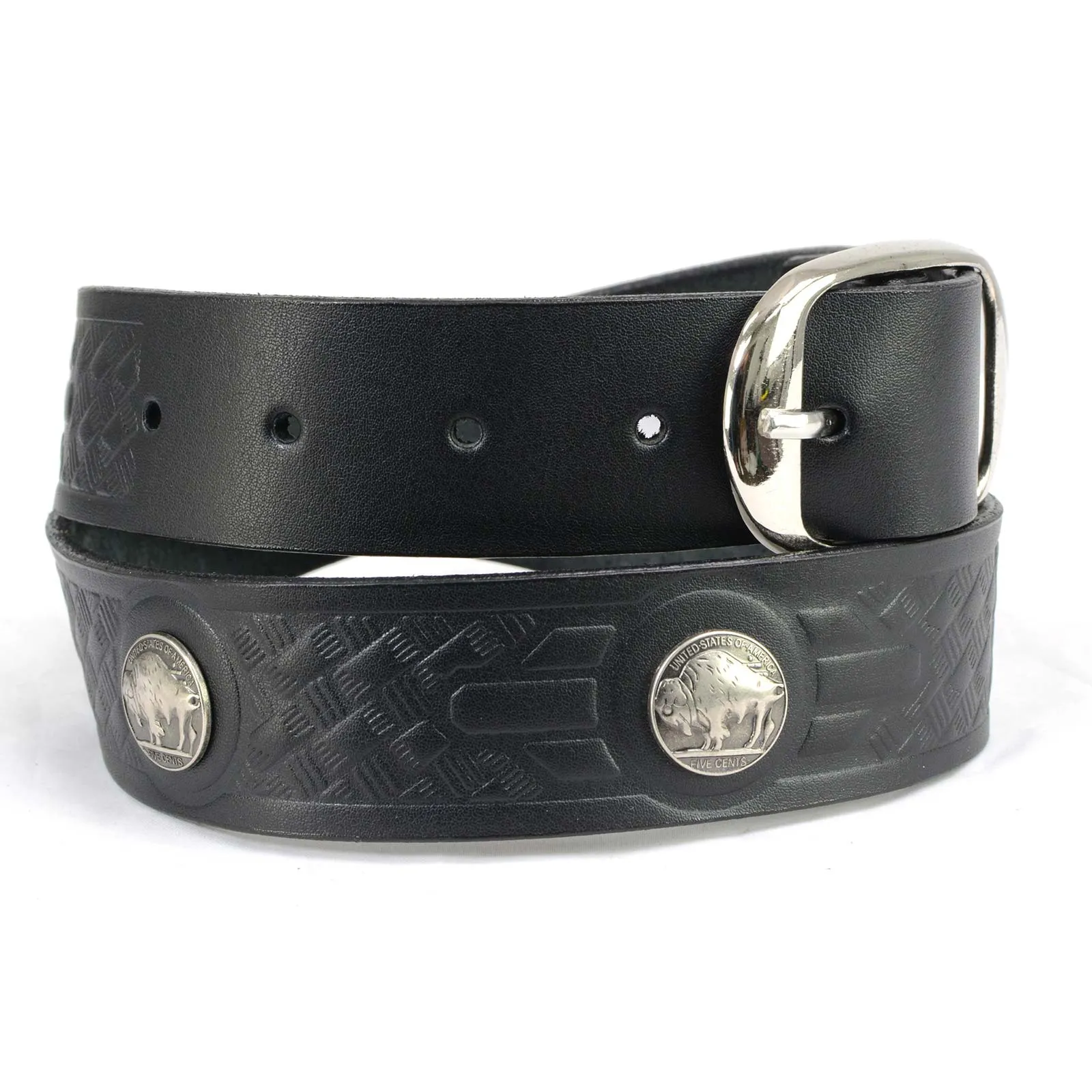 Milwaukee Leather MP7123 Men's Cross Hatch & 5 Cent Buffalo-Black