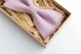 Pale Purple Linen Bow Tie - Elegant Accessory for Men's Formal Wear