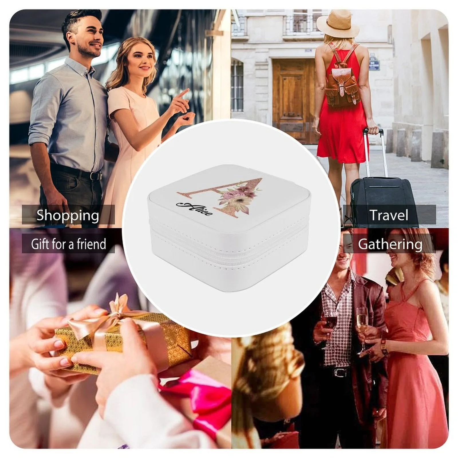 Personalized Jewellery Box Travel Zipper Alphabets Jewellery Boxes Custom Name Wedding Bridesmaid Proposal Gifts Wedding Favor