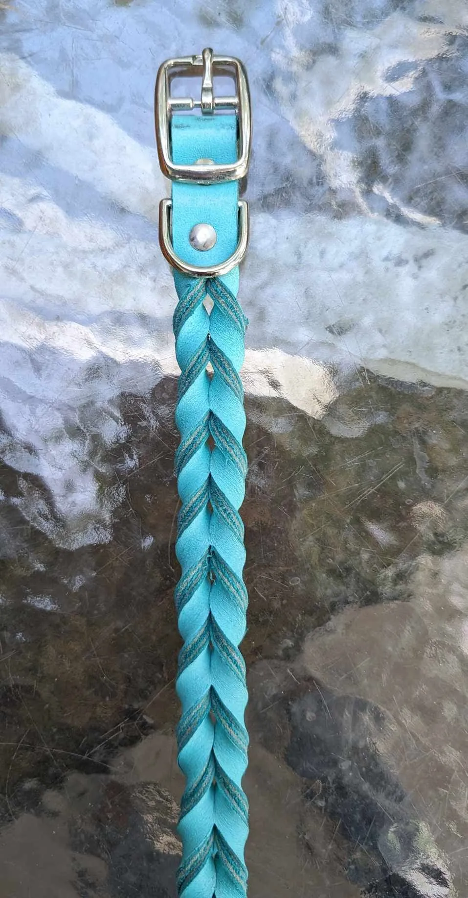 SALE! Shop worn Braided Latigo Leather Collars - SIZE 22 (fits 19.5"-22")