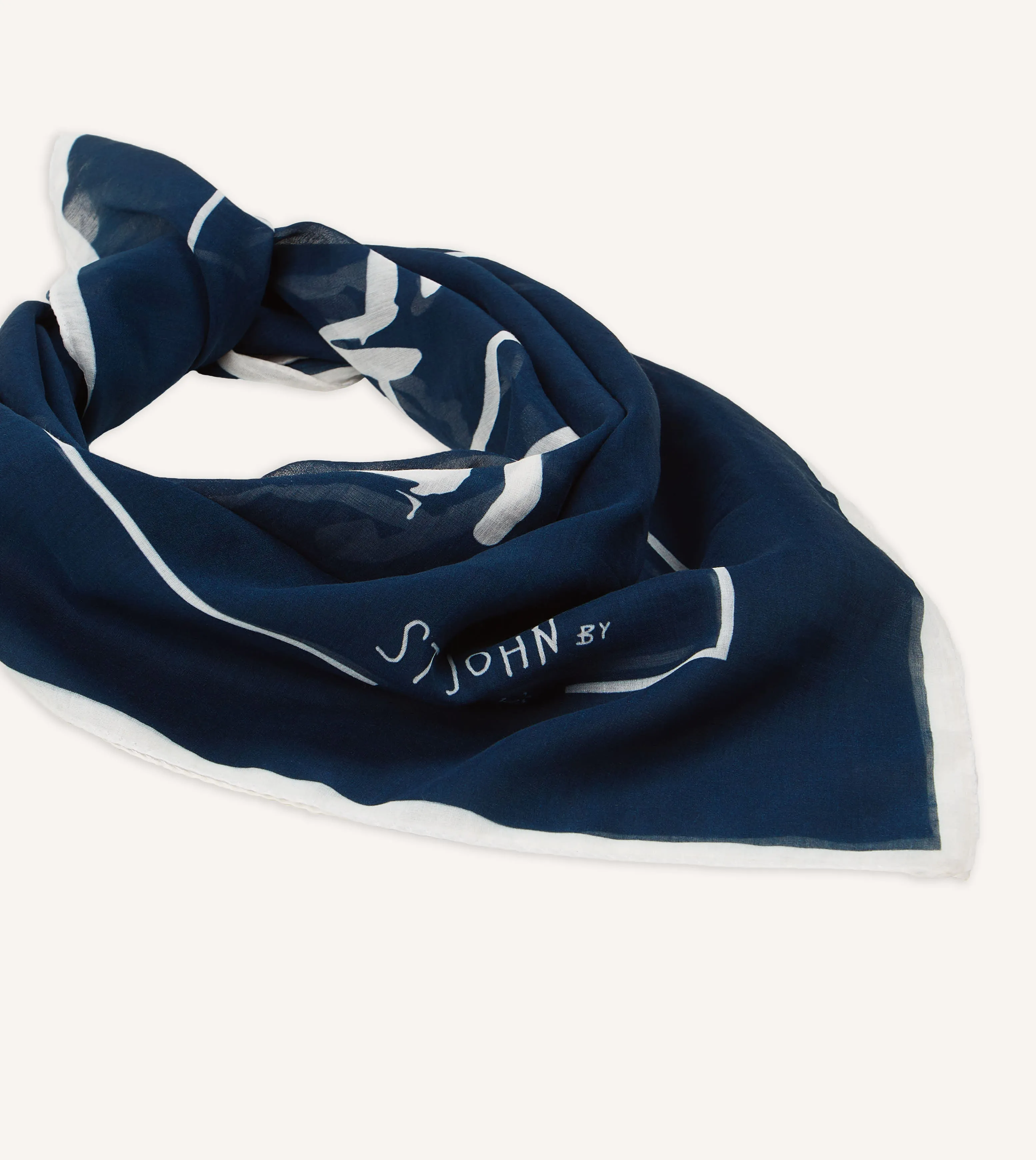 St. JOHN by Drake's Navy Pig Print Cotton Silk Bandana