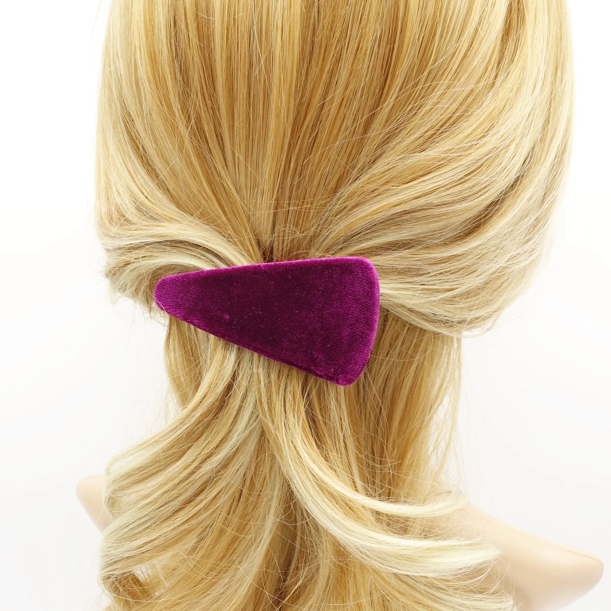 triangle velvet french barrette Fall Winter women hair accessory