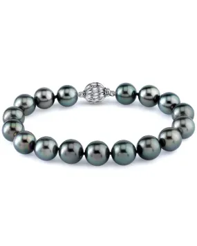 True Round Black Tahitian Pearl Bracelet, 8.0-9.0mm - AAA Quality