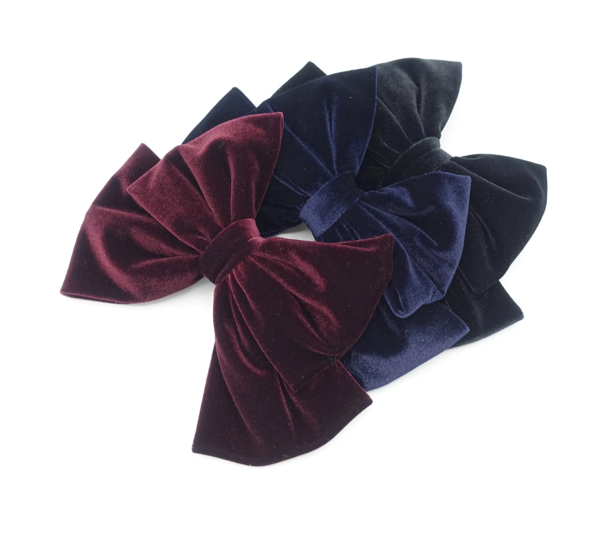 velvet hair bow dark tone K style women hair bow french barrette