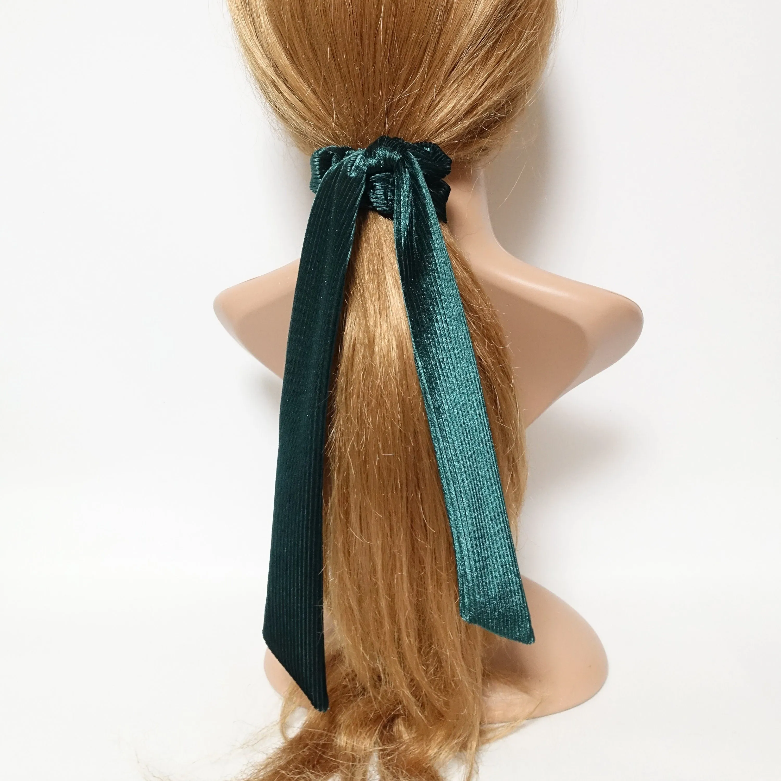 velvet stripe long tail bow knot scrunchies women hair elastic tie scrunchie accessory