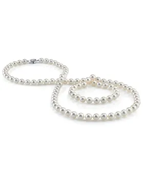 White Japanese Akoya Opera Length Pearl Necklace, 7.0-7.5mm