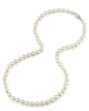 White Japanese Akoya Pearl Necklace, 5.5-6.0mm - AA  Quality