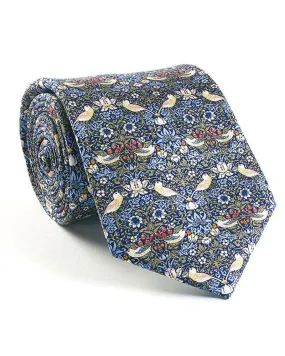 William Morris Strawberry Thief Blue Silk Tie