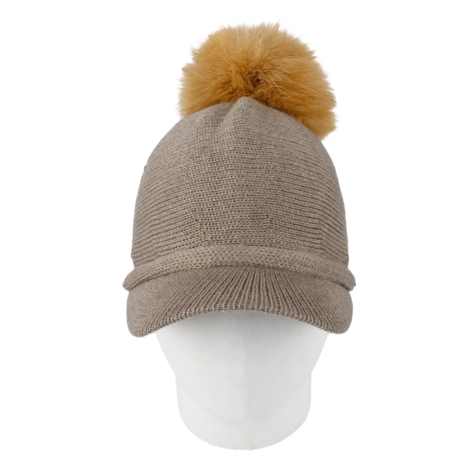 Winter Wool Visor Knit Pom Beanie Hat Warm Skull Cap SLQ1248