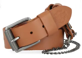 Women's Utility Fob Chain Genuine Leather Belt – Cashew