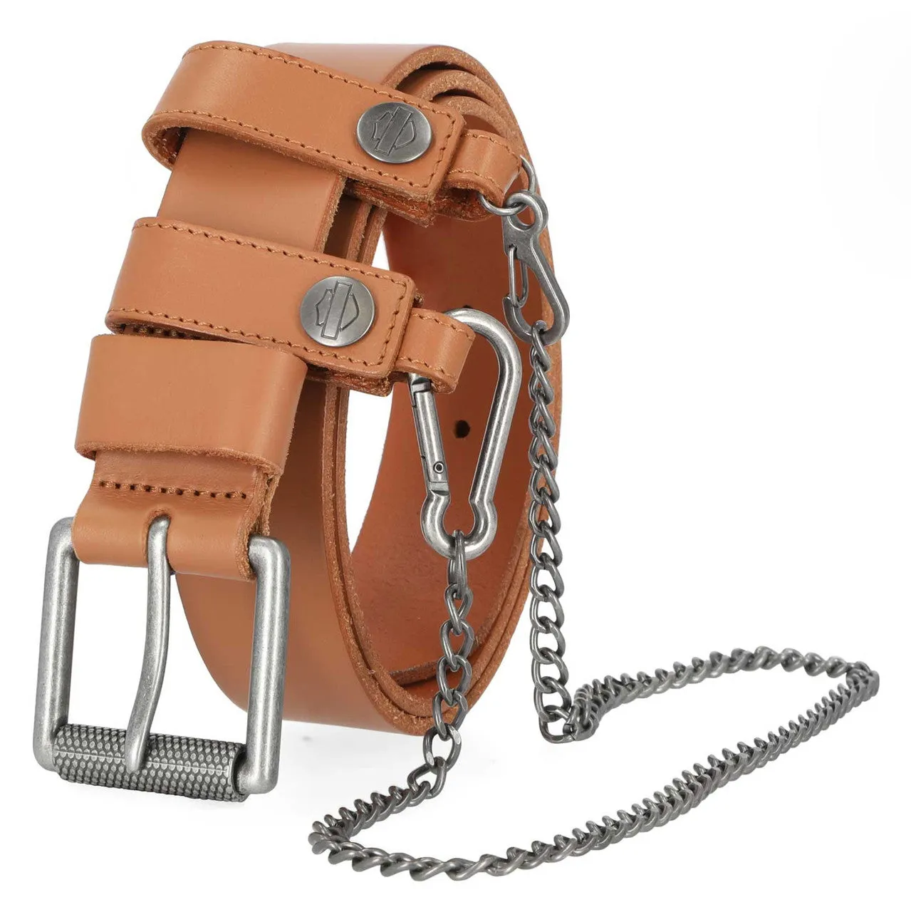 Women's Utility Fob Chain Genuine Leather Belt – Cashew